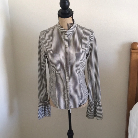 Frame striped blouse with ruffled cuffs - Picture 2 of 9